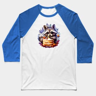 Winter Happy birthday Raccoon with a birthday cake Baseball T-Shirt